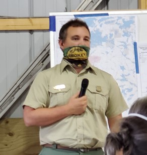 Acting Fire Management Officer Patrick Johnson at the public meeting at the Schaap Hall - 08-30-21 Photo by Rhonda Silence