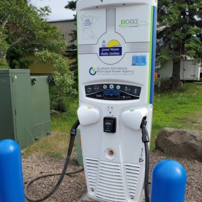 Electric charging station for vehicles in Grand Marais - Photo by Rhonda Silence