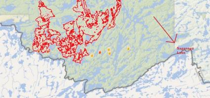 Wildfires in Quetico Provincial Park as of Aug. 27. WTIP image courtesy of OMNR fire map