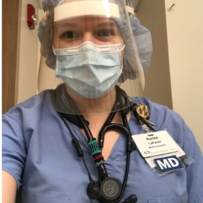 Submitted photo. Dr. Karlee LaFavor in COVID-19 protective gear. 