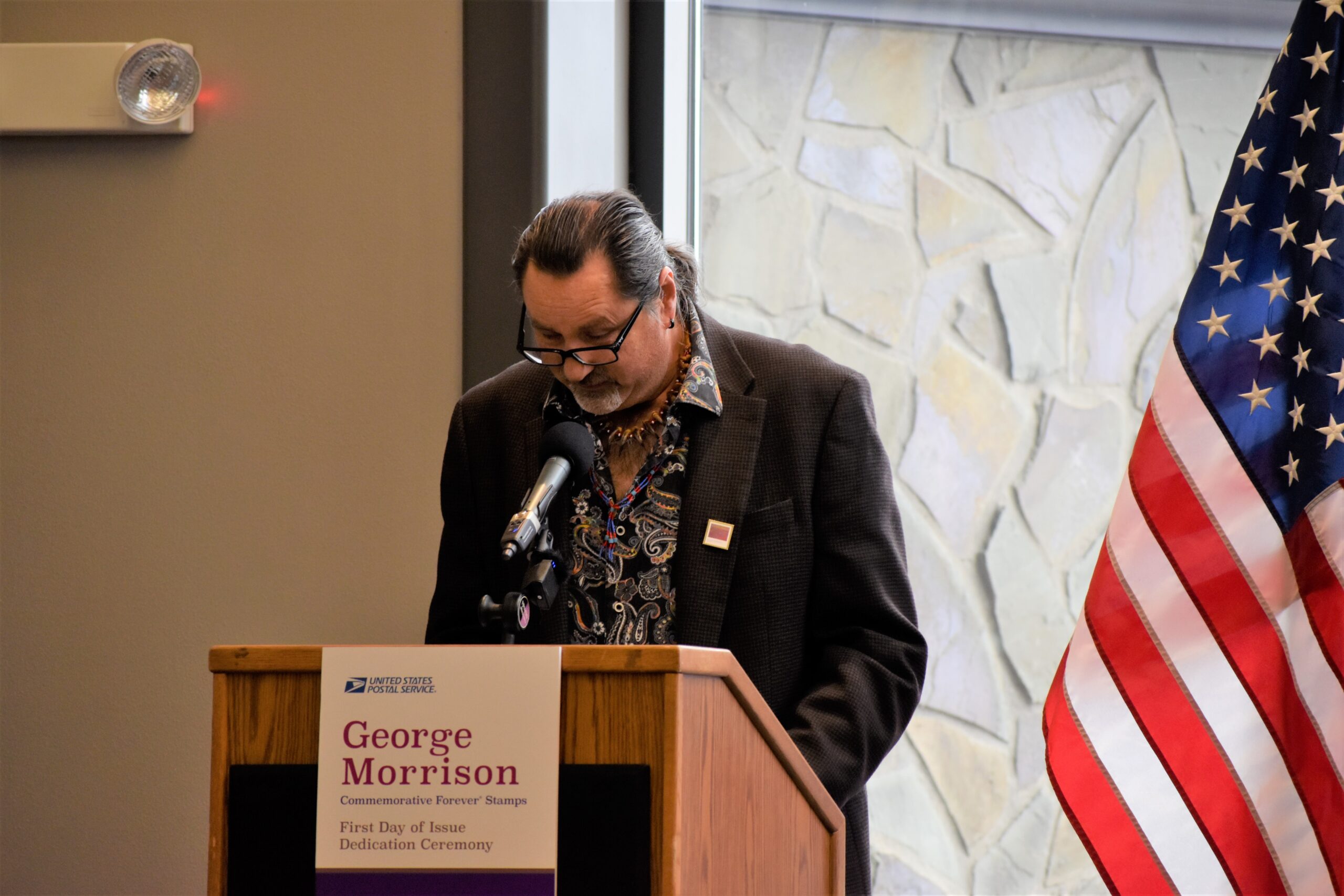 Community remembers George Morrison at Forever Stamp dedication