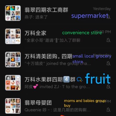 The WeChat system Jessica Vega uses to find food for the family.