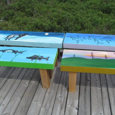 A 2021 Great Place Project--beautiful benches painted by local artist Sam Zimmerman