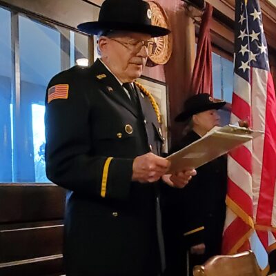 Post 413 Commander Bob Mattson spoke of remembrances and poppies.