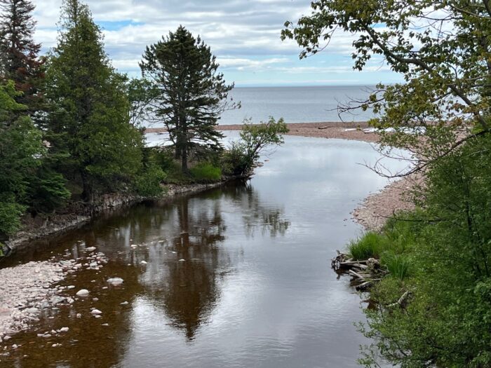 Gravel and sediment stack up at some North Shore river mouths following rain events and significant runoff
