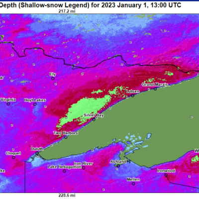 Modeled Snow Depth for 2023 as of Jan. 1