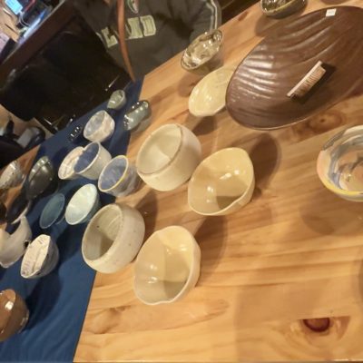 Soup bowls at Empty Bowls fundraiser
