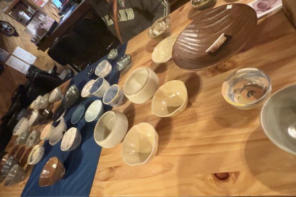 Soup bowls at Empty Bowls fundraiser