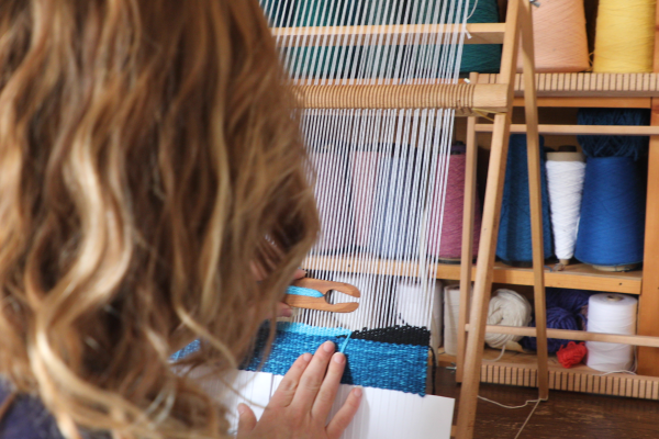 Emily at the Loom with M Baxley in home studio