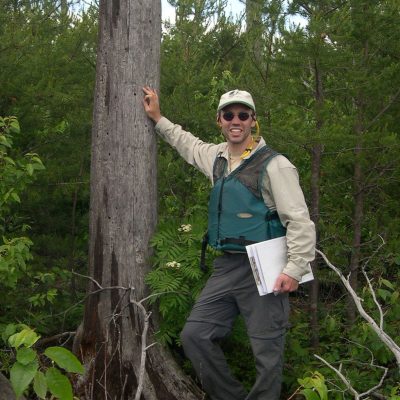 Brian Sturtevant at Quetico Old Fire sampling for spruce budworm