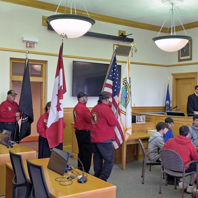 Grand Portage Honor Guard enters the courtroom