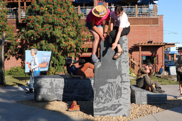 Residents enjoy Biota Borealis, Art by Maeve Gathje photo by M Baxley