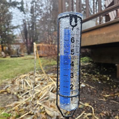 4.8 inches of rain in Grand Marais rain gauge as of 1pm Tuesday