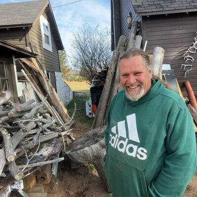 Dave with wood for rustic furniture