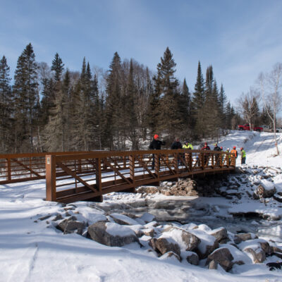 Poplar River Bridge with attendees