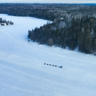 Musher in the wide open lake