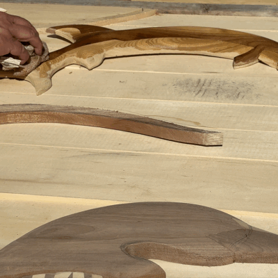 Polishing a sturgeon wood piece Polishing a sturgeon wood piece