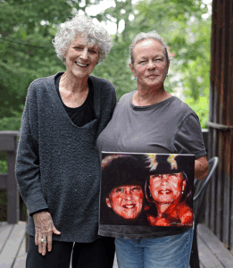 Jan Attridge and Anna Hamilton with portrait