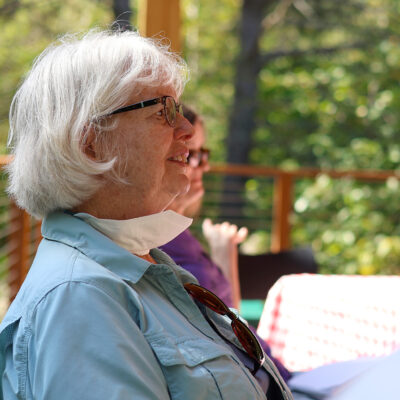 Jane Johnson at a monthly meeting Jane Johnson at a monthly meeting