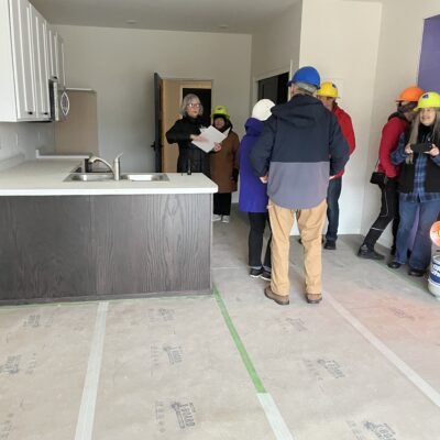 the view from the living room area of a one bedroom apartment