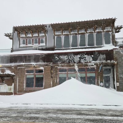 Snow drift at The Gunflint Tavern