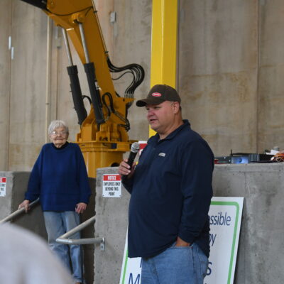 Grand Portage Band of Lake Superior Chippewa Tribal Chair Bobby Deschampe speaking during the ribbon cutting ceremony