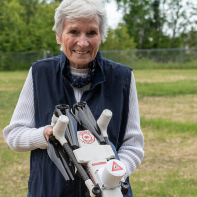 Sharon Hexum-Platzer holding the new drone