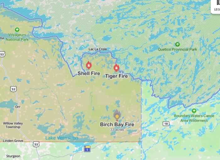 Two wildfires reported in Boundary Waters near Crane Lake in northern Minnesota